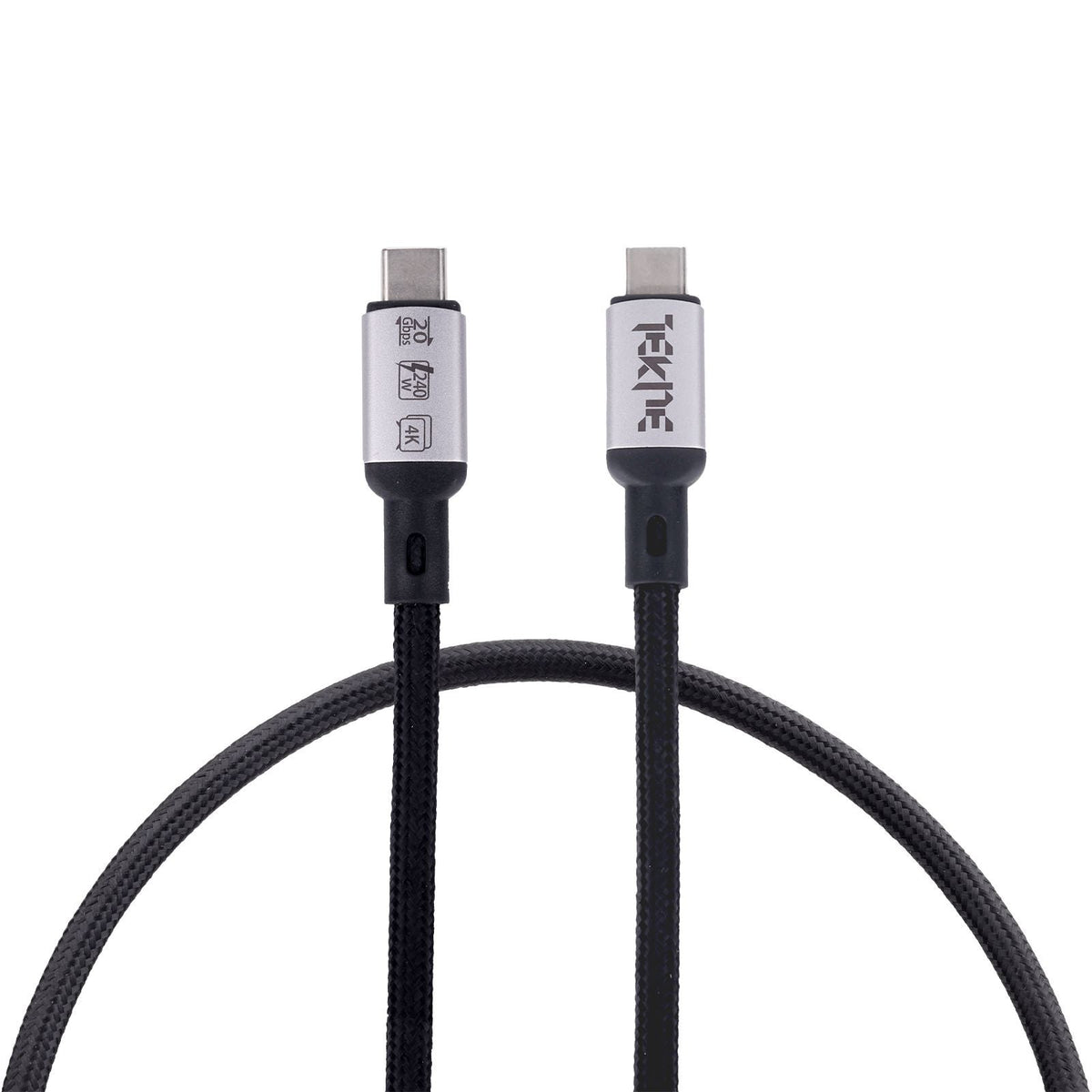 Tekne 240W USB4 Braided Cable | Ultra-Fast Charging & 20Gbps Data Transfer | Durable 2m Cable - Black