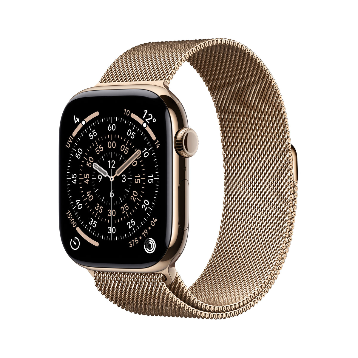 Apple Watch Series 11 GPS + Cellular 46mm Gold Titanium Case with Gold Milanese Loop - S/M
