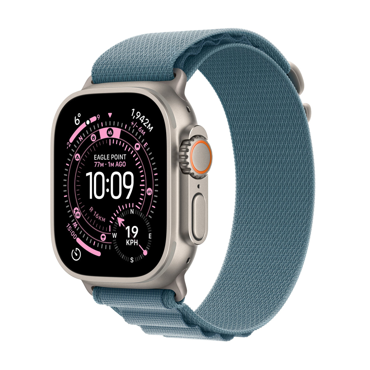 Apple Watch Ultra 3 GPS + Cellular 49mm Natural Titanium Case with Light Blue Alpine Loop - Small