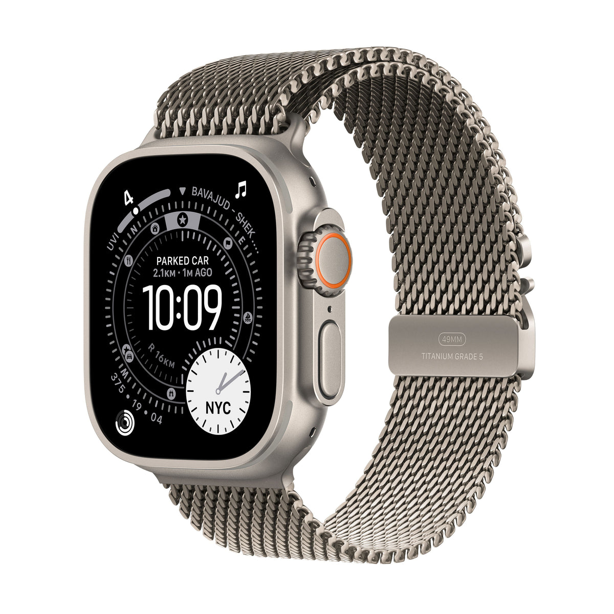 Apple Watch Ultra 3 GPS + Cellular 49mm Natural Titanium Case with Natural Titanium Milanese Loop - Small