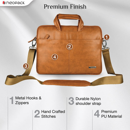 Neopack Leather Sleeve Bag for all 13.3-inch Laptops & MacBook - Tan