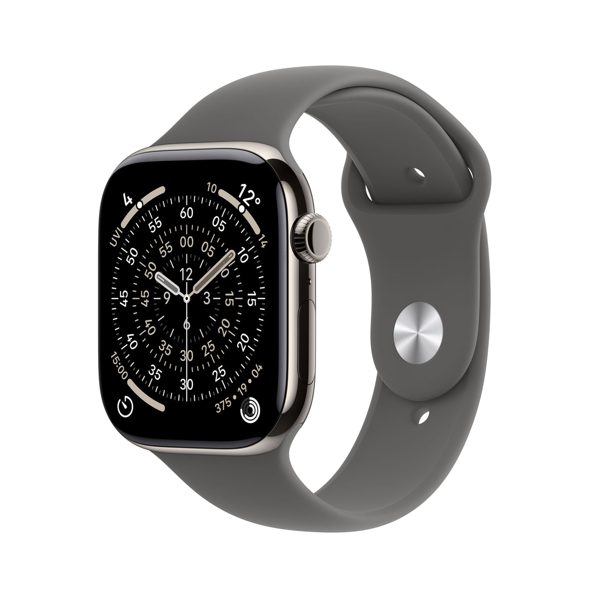 Apple Watch Series 11 GPS + Cellular 46mm Natural Titanium Case with Stone Grey Sport Band - M/L